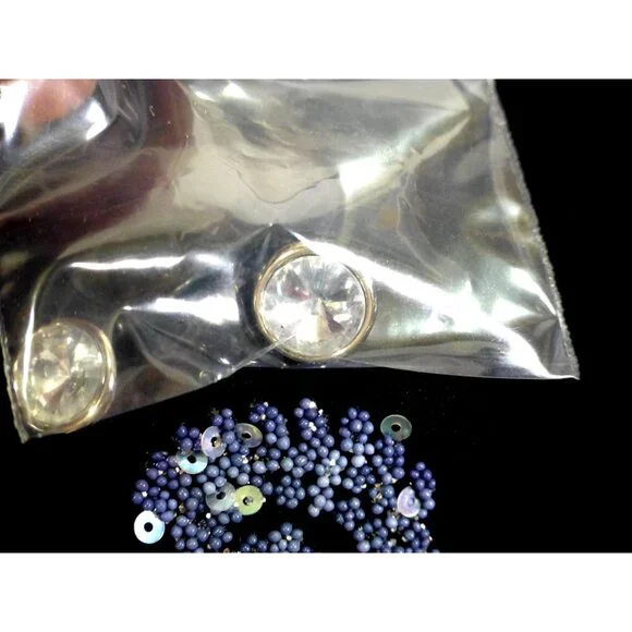 Another Thyme Black & Blue Beaded 3/4 Sleeve Top Scalloped Hem Size 2X USA Made - Picture 8 of 12